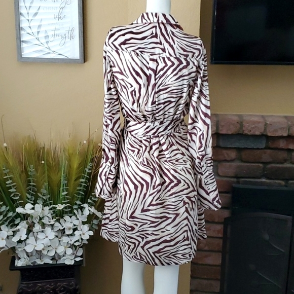 🆕️ Julie Brown Rizzo Animal Print Long Sleeve Button Down Dress SIZE: 4 - Picture 9 of 16